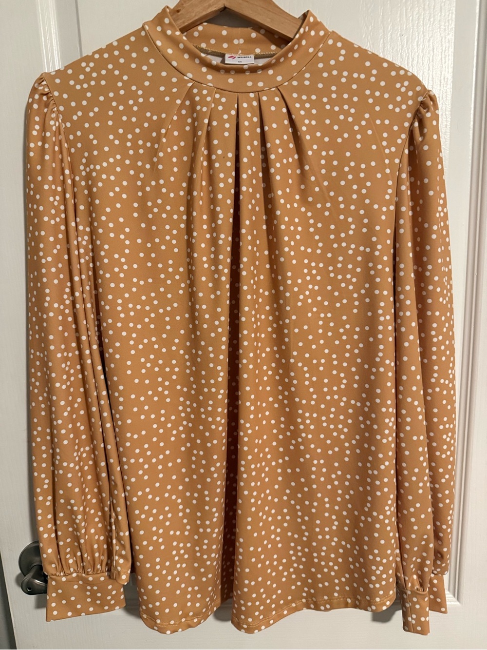 Mustard Polka Dot Pleated Blouse